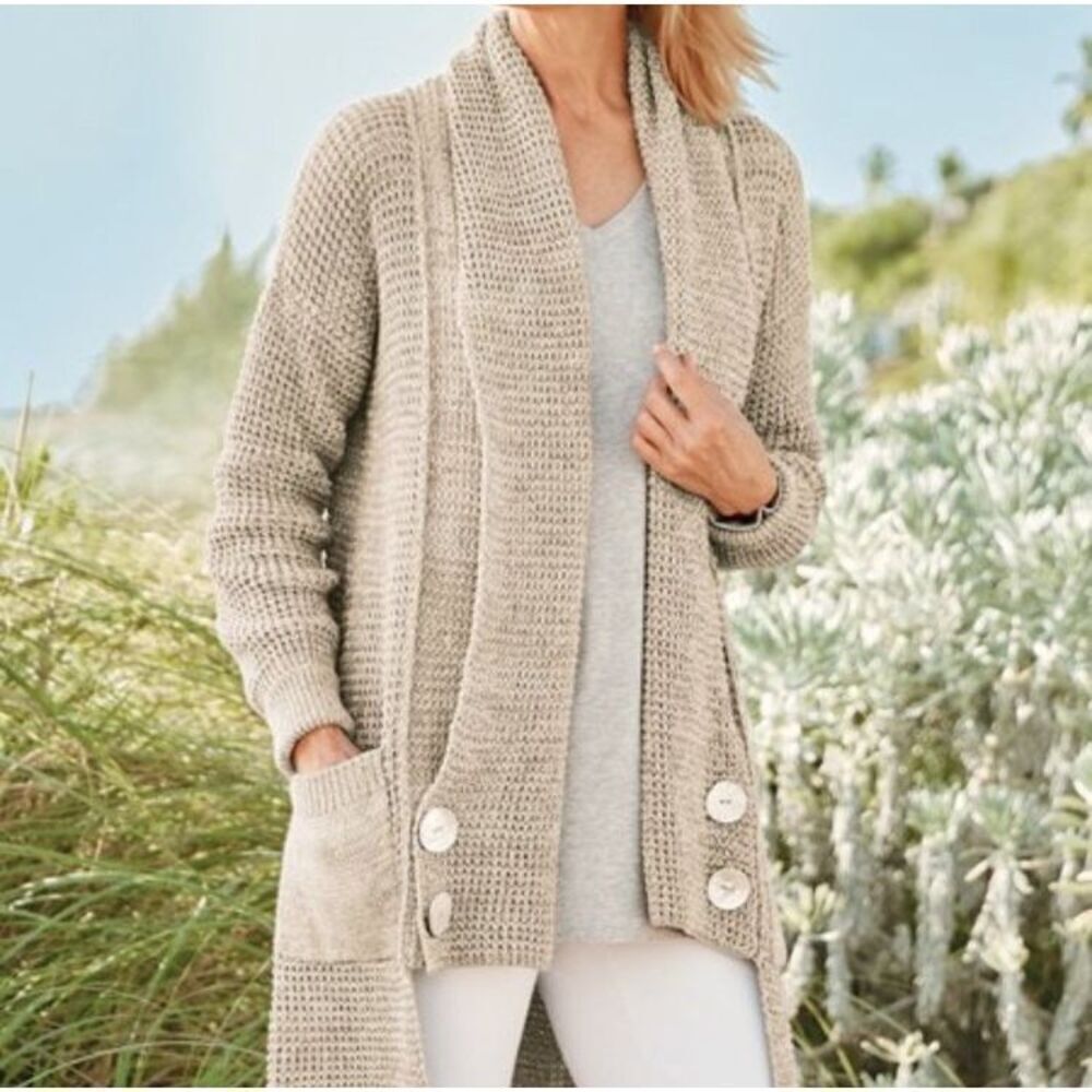 192. Soft surroundings Cozy Gray Knit Cardigan size medium